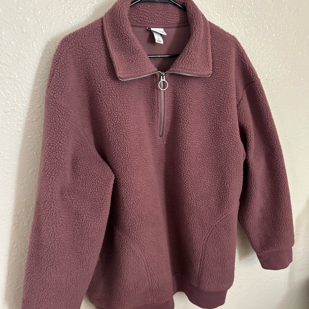 Ava & Viv Mauve Quarter-Zip Fleece Pullover
